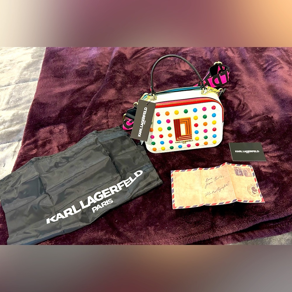 NWT, Karl Lagerfeld Paris Simon Top Handle Studded Crossbody